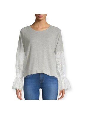 NWT, Generation Love Penelope Embroidered Top, Heather Gray, Size S